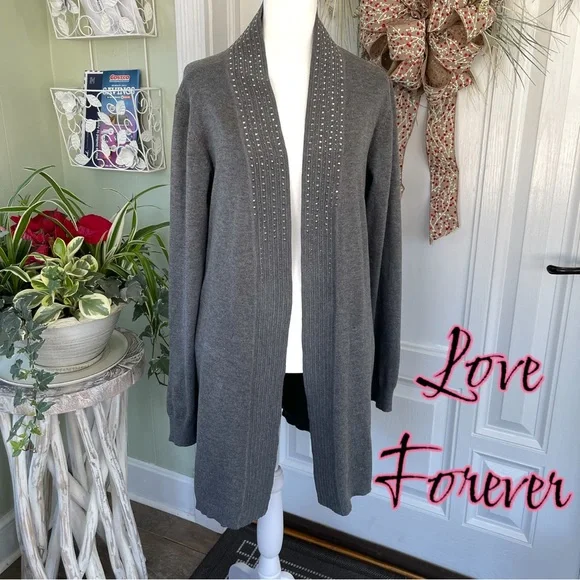 Love Forever Gray Cardigan Size Large - Picture 1 of 4